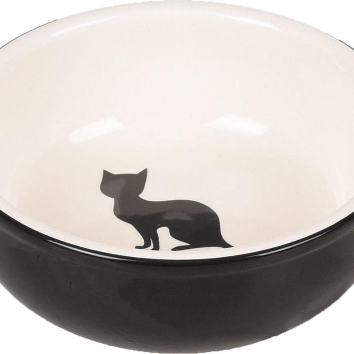 Flamingo - cat food and water bowl nala - black and white - 13 x 13 x 4.5 cm-0