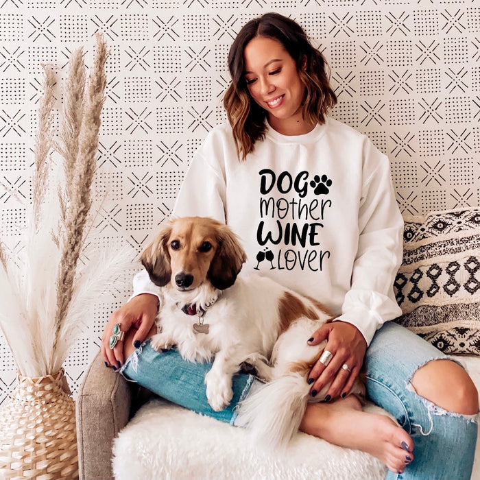 Dogs Mother Wine Lover Sweater - Fur Mama Sweatshirt Gift For Dog Lover Dog Mom Shirt - Dog Mom Sweater - Dog Mom Gift - Dog Lover-0