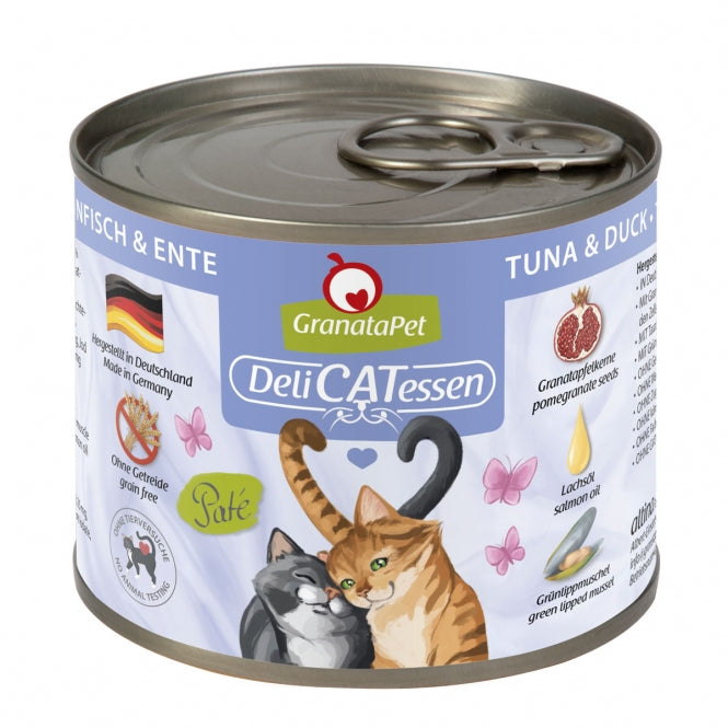Katzennassfutter – Delicatessen Dose Thunfisch & Ente, 6er Pack