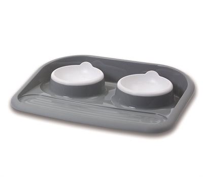 Savic butler food and water bowl with tray and anti-slip feet-0