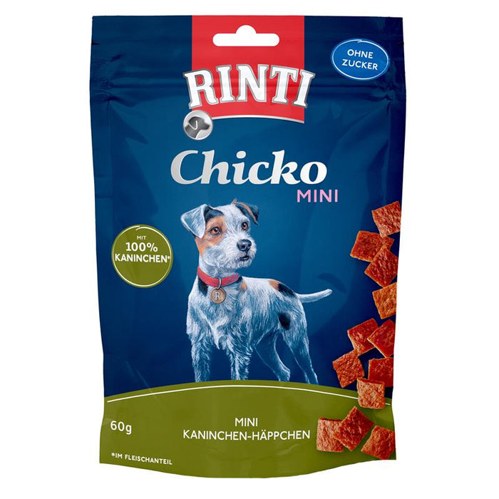 Hundeleckerli Chicko Mini Kaninchen-Häppchen 60g, 12er Pack – Rinti