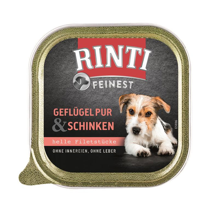Hundenassfutter Schale Feinest Geflügel & Schinken 150g, 11er Pack – Rinti
