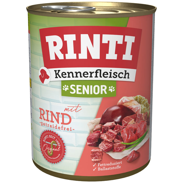 Hundenassfutter Kennerfleisch Senior Rind 800g, 12er Pack – Rinti