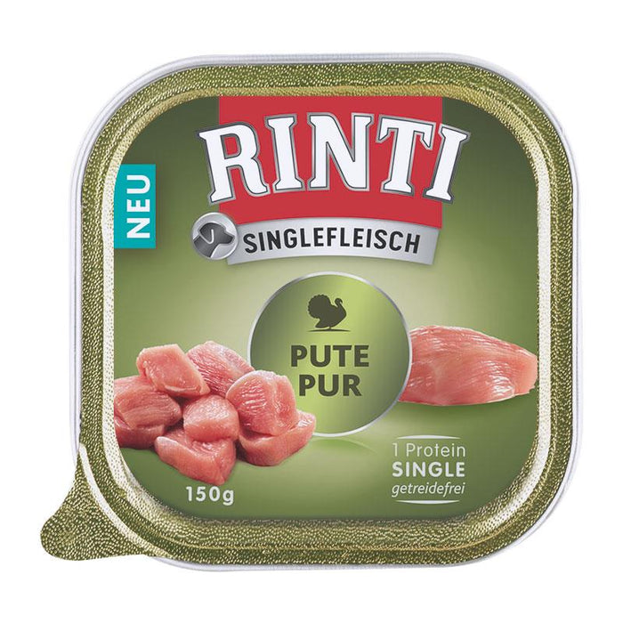 Hundenassfutter Schale Singlefleisch Pute Pur 150g, 10er Pack – Rinti