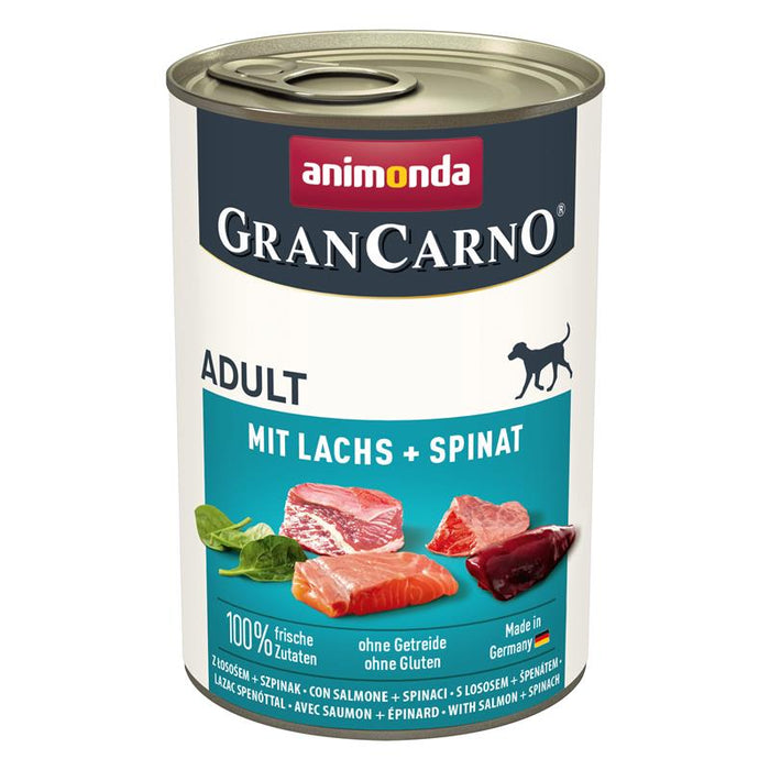Hundenassfutter GranCarno Adult mit Lachs & Spinat, 6er Pack – Animonda