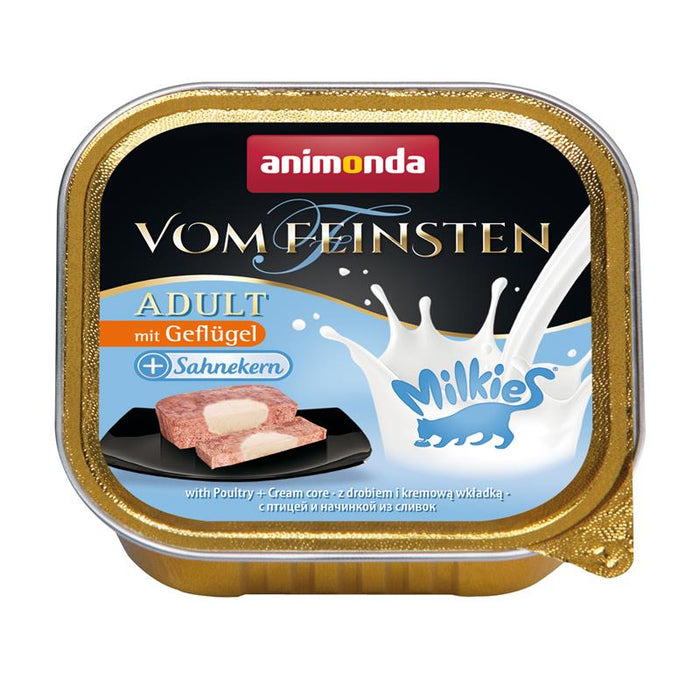 Katzennassfutter vom Feinsten Milkies Geflügel plus Sahnekern 100g, 32er Pack – Animonda Cat