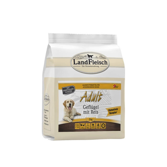 Hundetrockenfutter Dog Adult Geflügel mit Reis – Landfleisch