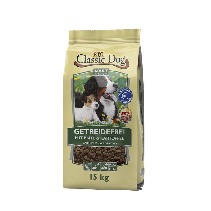 Hundetrockenfutter Ente & Kartoffel getreidefrei 15kg – Classic Dog