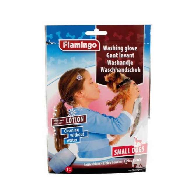 Waschhandschuh – Flamingo mit Lotion für Hunde, Für kleine Hunde