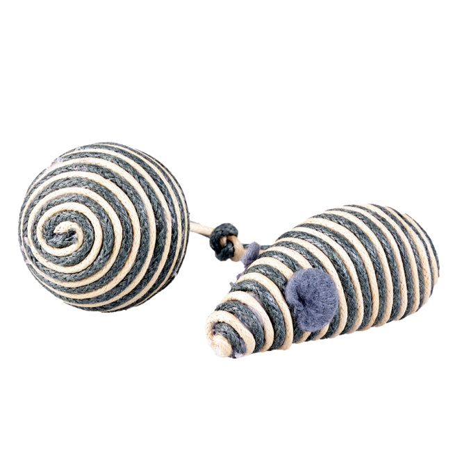 Spielmaus für Katzen – Cat Toy Rope & Ball, grau