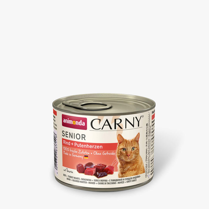 Katzennassfutter Dose Carny Senior Rind & Putenherzen, 6er Pack – Animonda Cat