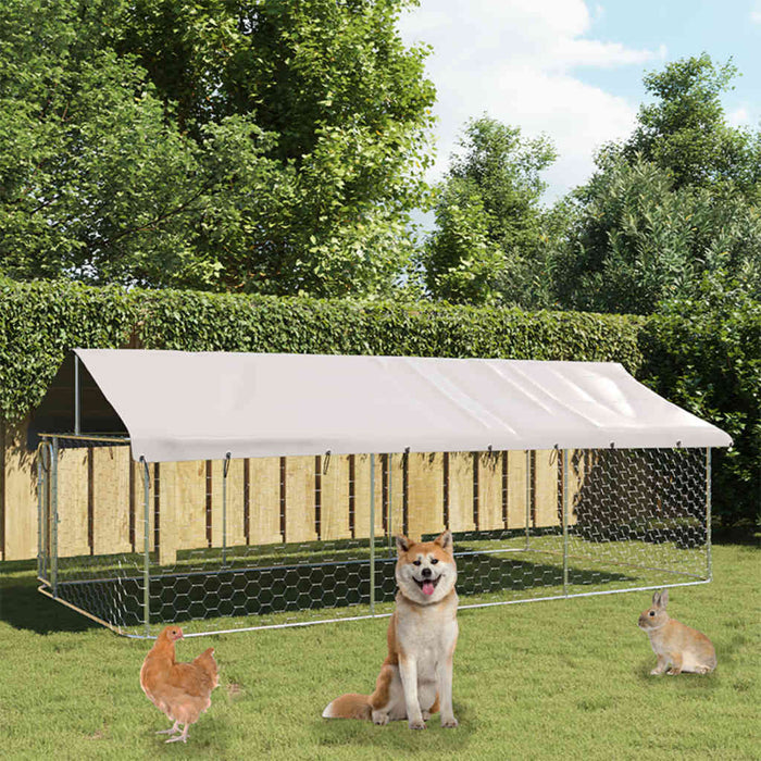 Vidaxl Outdoor Dog Kennel with Roof 400x200x150 cm-0
