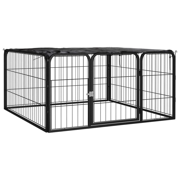 Vidaxl dog kennel 4 panels 100x50 cm powder-coated steel black-0
