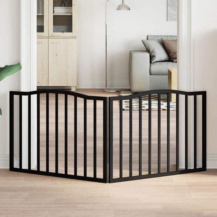 Vidaxx foldable dog gate 2 panels 160 cm poplar wood black-0