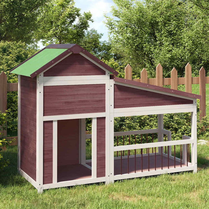 Vidaxl Dog Kennel 143x60.5x109 cm Solid Pine Wood Mocha Color-0
