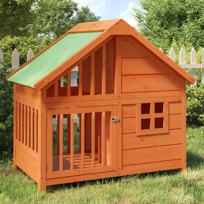 Vidaxl dog kennel 96x60.5x87 cm solid pine wood brown-0