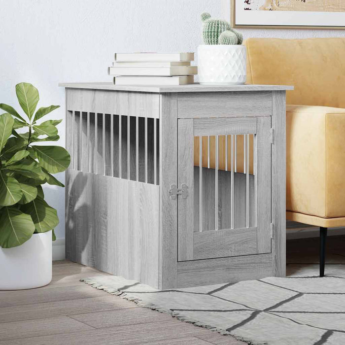 Vidaxl dog crate 55 x 80 x 68 cm crafted wood gray sonoma-0