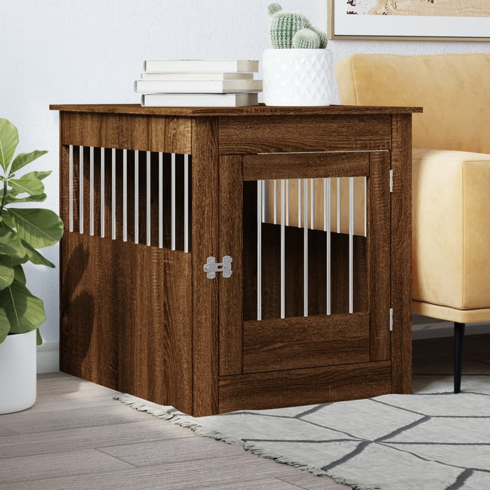 Vidaxxl dog crate 64.5x80x71 cm finished wood brown oak color-0