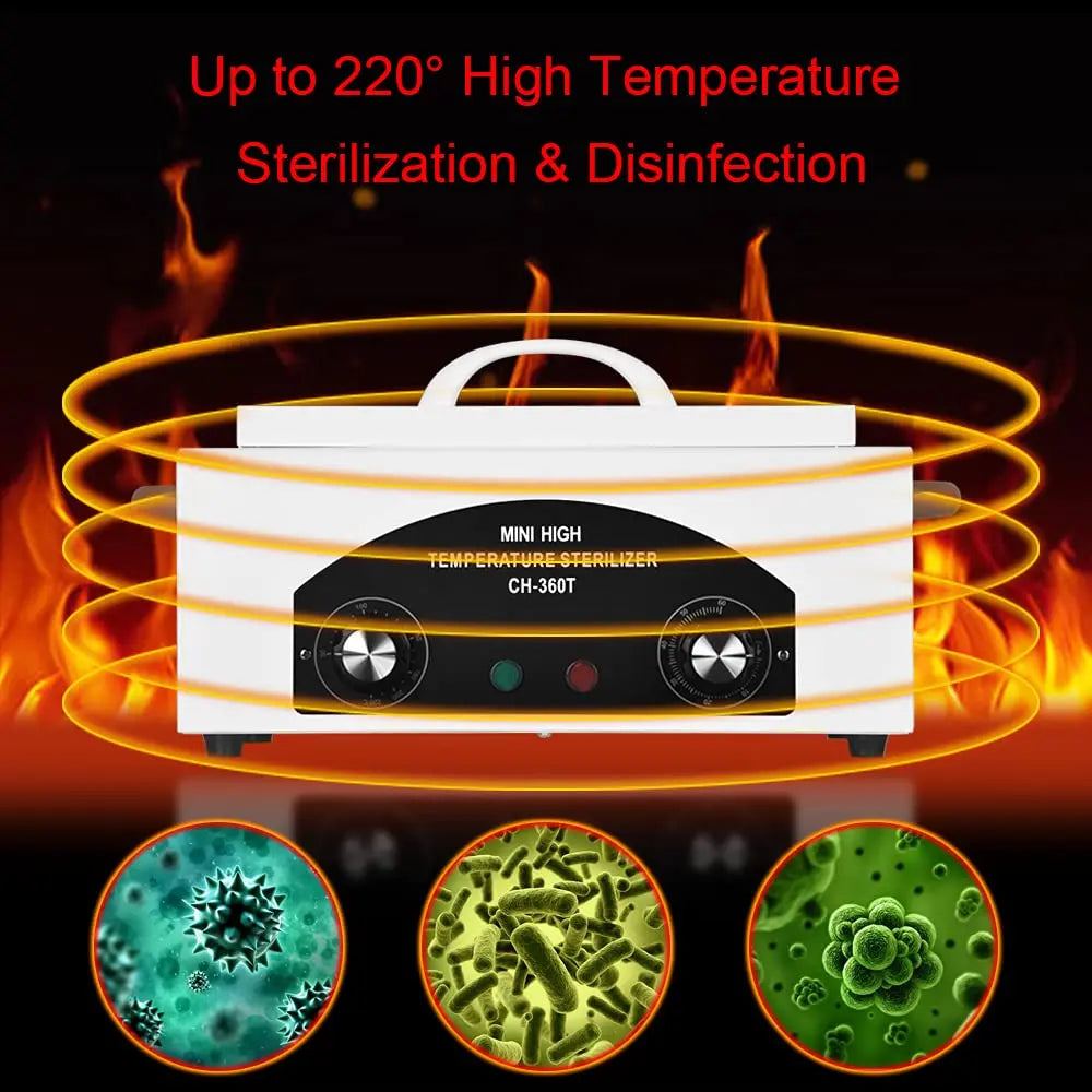 2230ML High Temperature sterilisation Cabinet 300W Dry Heat Foot cat Tattoo Nail Studio with Timer High Pressure Sterilizer