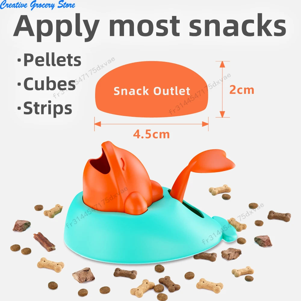 Dog Toy Treat Dispenser Interactive Puppy Launcher Cute Whale Shape Slow Feeder IQ Puzzle Training Toys for Small Large Dogs Cat