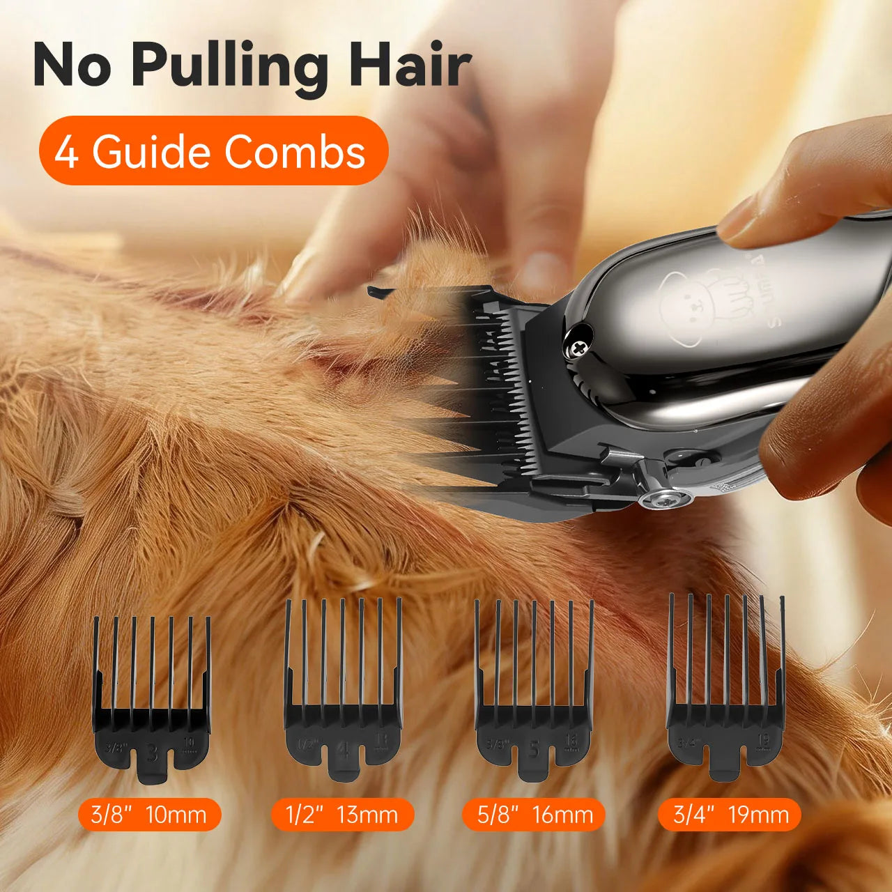 Solimpia Pet Grooming Clipper for Dogs Cats 6500RPM Heavy-Duty Motor USB Rechargeable 180Mins Runtime Low Noise