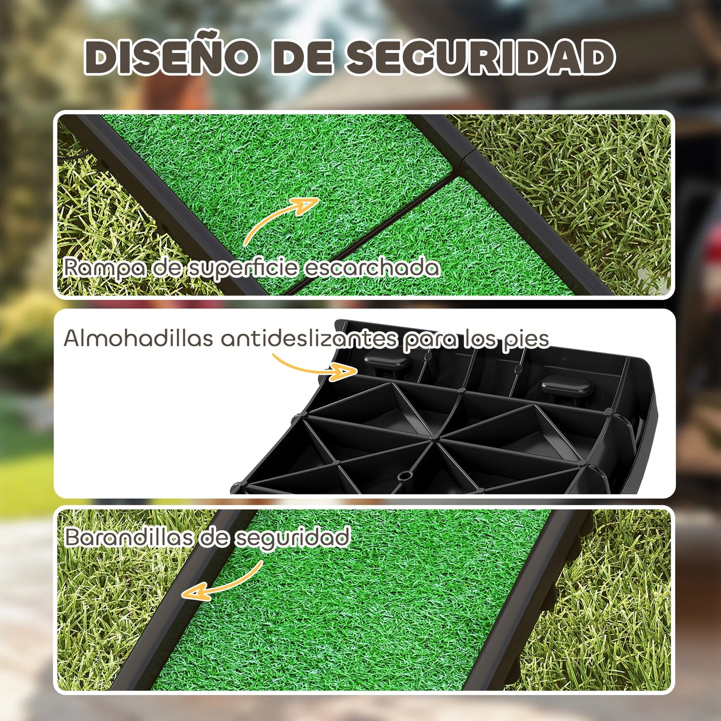 Pawhut Dog Ramp with Artificial Grass 155 cm Foldable Dog Ramp for Car with Handle Adjustable Angle Green