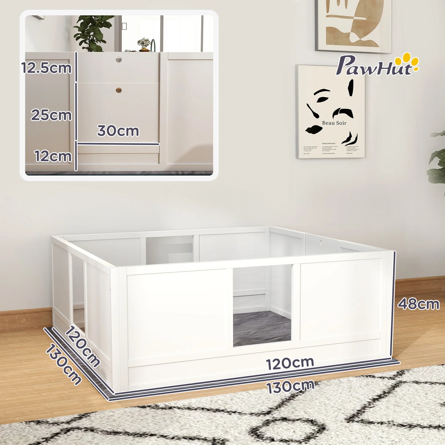 PawHut Dog Whelping Box with Whelping Pad, Adjustable Entrance, 124 x 120cm