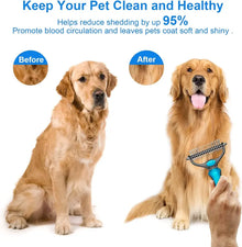 Pet Grooming Brush – Double-Sided Deshedding & Dematting Undercoat Rake for Dogs & Cats