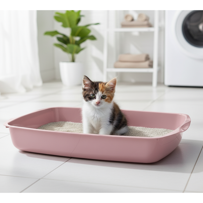 Katzentoilette – flach, blau/rosa – Bild 2