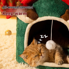 Plush Cat Nest Bed – Christmas Cozy Sleeping Bed for Indoor Cats
