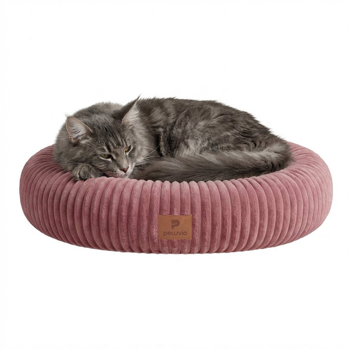 Peluvio koya – round cat bed – size l – high soft edges for head and neck – cozy warm – non-slip bottom – removable cushion, washable cover – comfortable resting place