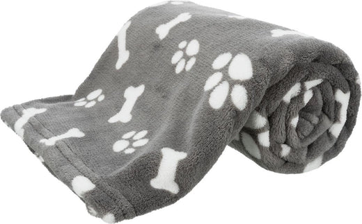 Trixie dog blanket kenny fleece bone paws gray-0
