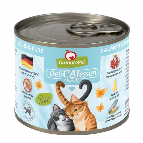 Katzennassfutter – Delicatessen Dose Lachs & Pute, 6er Pack