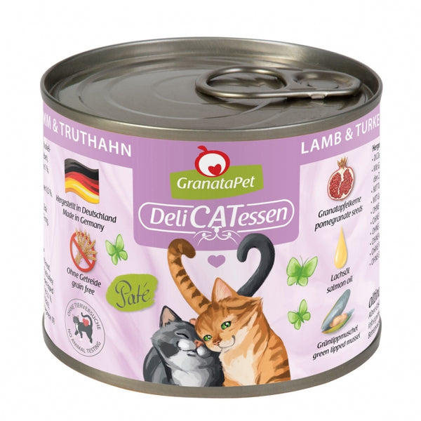 Katzennassfutter – Delicatessen Dose Lamm & Truthahn, 6er Pack