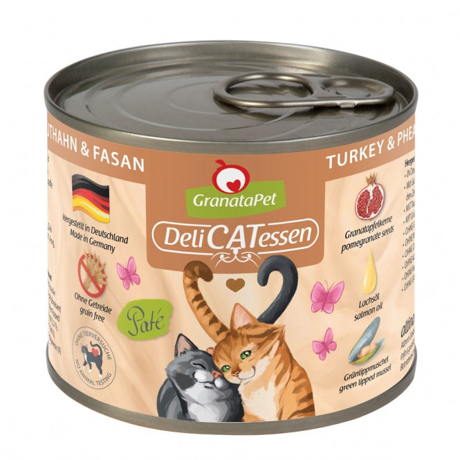 Katzennassfutter – Delicatessen Dose Truthahn & Fasan, 6er Pack