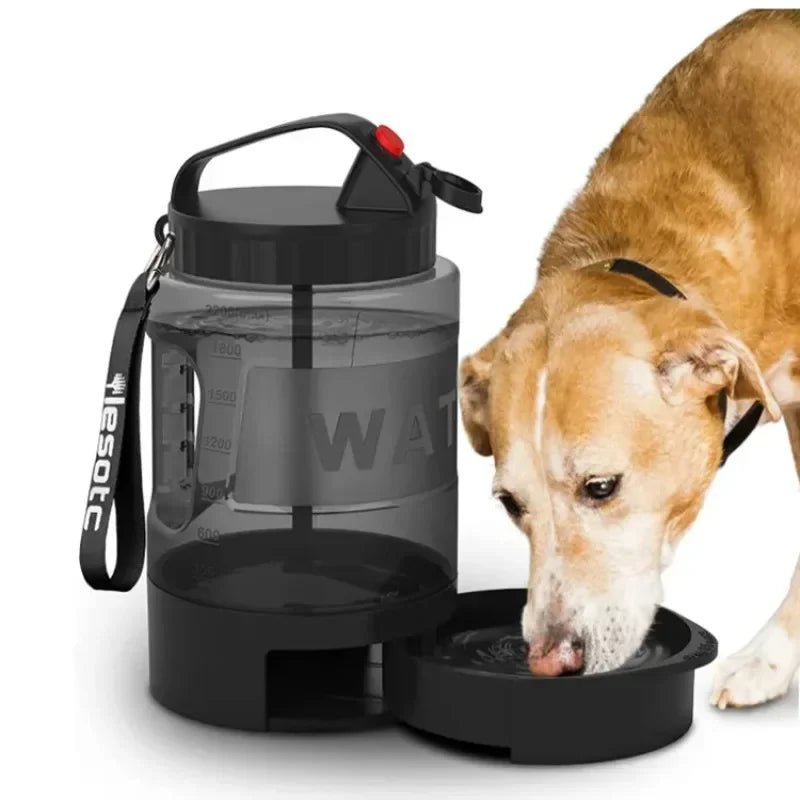 2.2L Portable Dog Water Bottle with Integrated Bowl – Ideal for Outdoor Adventures