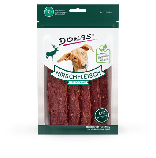 Hundeleckerli Dog Hirschfleisch getrocknet 60g – Dokas