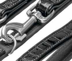 Büffelleder-Leine für Hunde – BUFFALO KROKO Schwarz, 18 mm, 100 cm – Bild 2