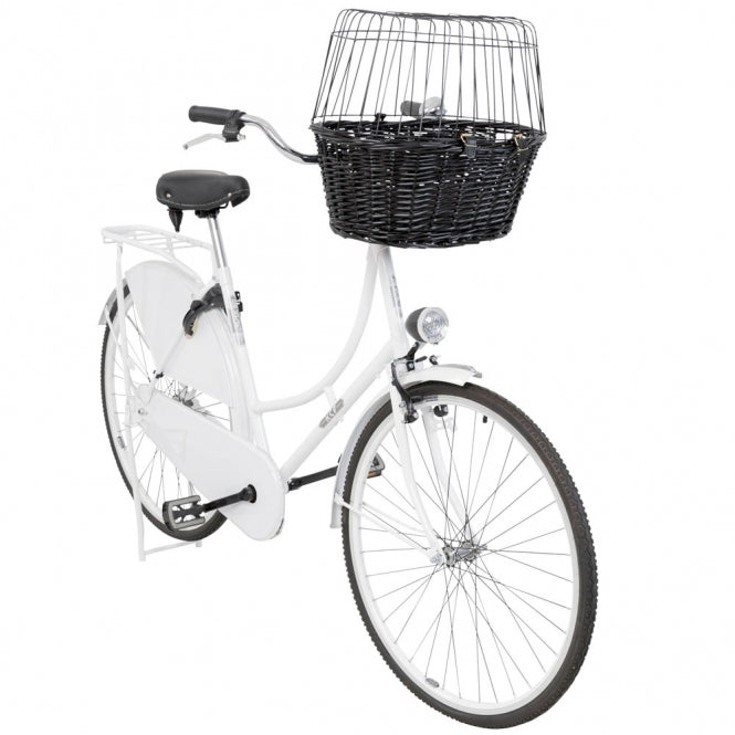 Hundefahrradkorb – aus Weide mit Gitter, schwarz – Bild 2