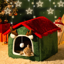 Plush Cat Nest Bed – Christmas Cozy Sleeping Bed for Indoor Cats