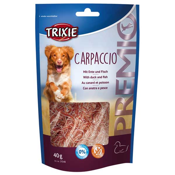 Hundeleckerli PREMIO Carpaccio Ente und Fisch, 80 g – Trixie