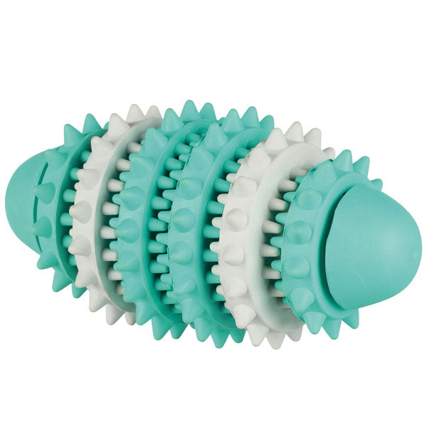 Rugbyball für Hunde – Denta Fun zweifarbig, 15 cm