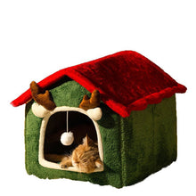 Plush Cat Nest Bed – Christmas Cozy Sleeping Bed for Indoor Cats