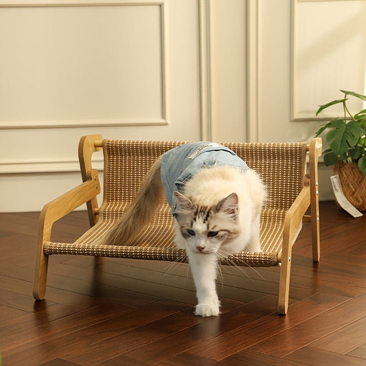 Katzen-Hängematte aus Leinen mit Kratzfläche
