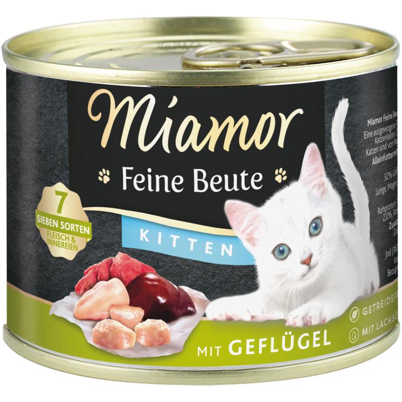 Katzennassfutter Dose Feine Beute Kitten Geflügel, 12er Pack – Miamor
