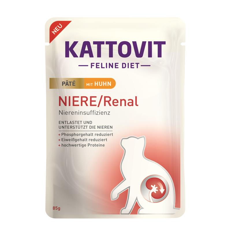 Katzennassfutter PB Feline Niere/Renal Pate mit Huhn 85g, 10er Pack – Kattovit