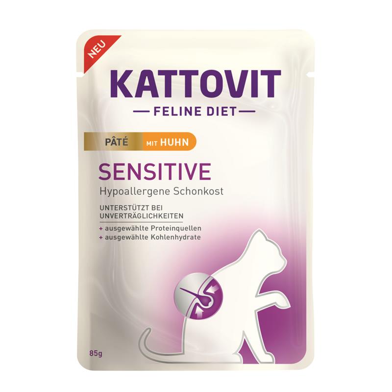 Katzennassfutter PB Feline Sensitive Pate mit Huhn 85g, 10er Pack – Kattovit