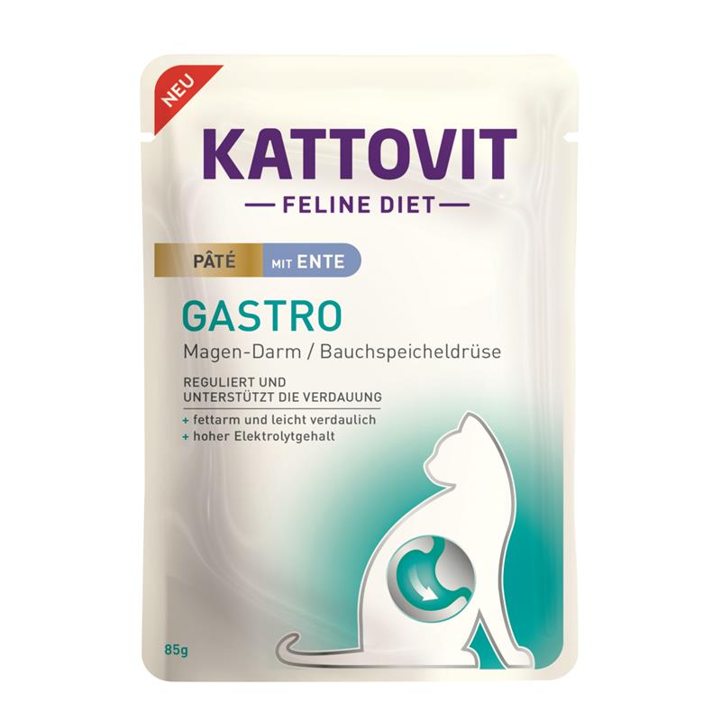 Katzennassfutter PB Feline Gastro Pate mit Ente 85g, 10er Pack – Kattovit