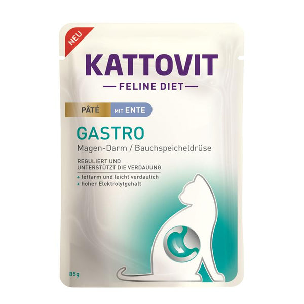Katzennassfutter PB Feline Gastro Pate mit Ente 85g, 10er Pack – Kattovit