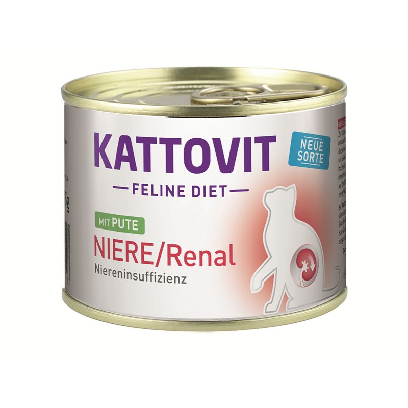 Katzennassfutter Dose Feline Diet Niere/Renal Pute 185g, 12er Pack – Kattovit